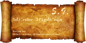 Sándor Ifigénia névjegykártya